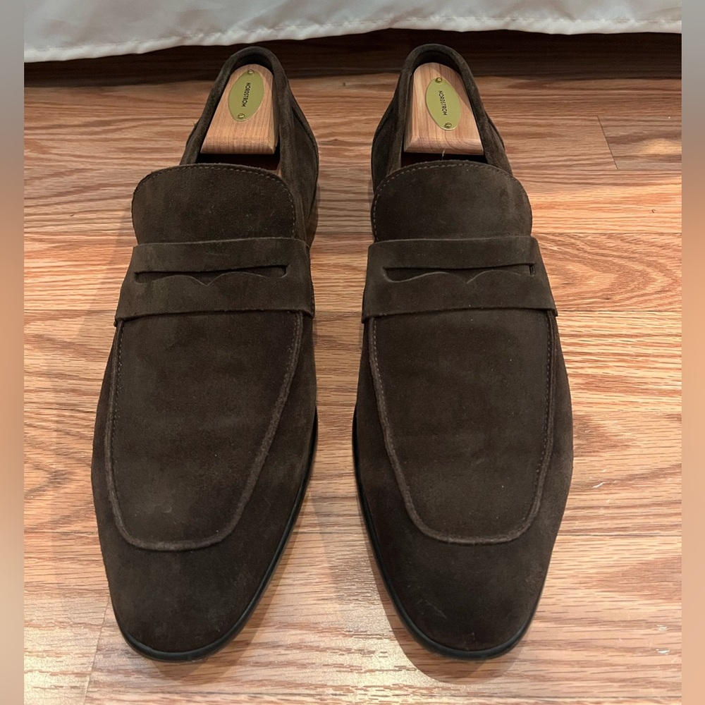 To Boot New York Italian dark brown suede loafers